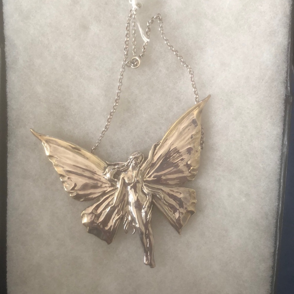 Vintage Signed YAACOV HELLER  925 Silver Butterfly Lady Necklace RARE!